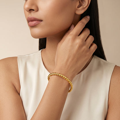 Kriti Sanon Golden Helix Twist Cuff Bracelet