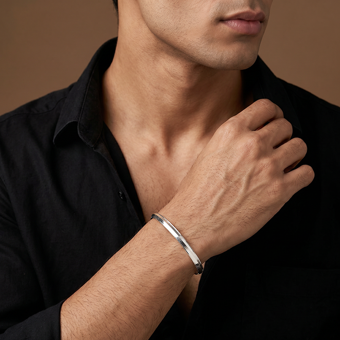 Silver Punjabi Kada For Him (Size 6.73)