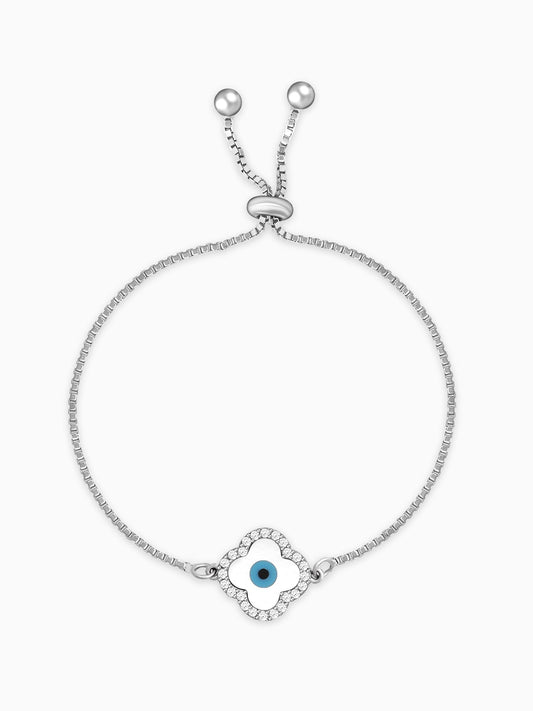 Anushka Sharma Silver Evil Eye Clover Bracelet