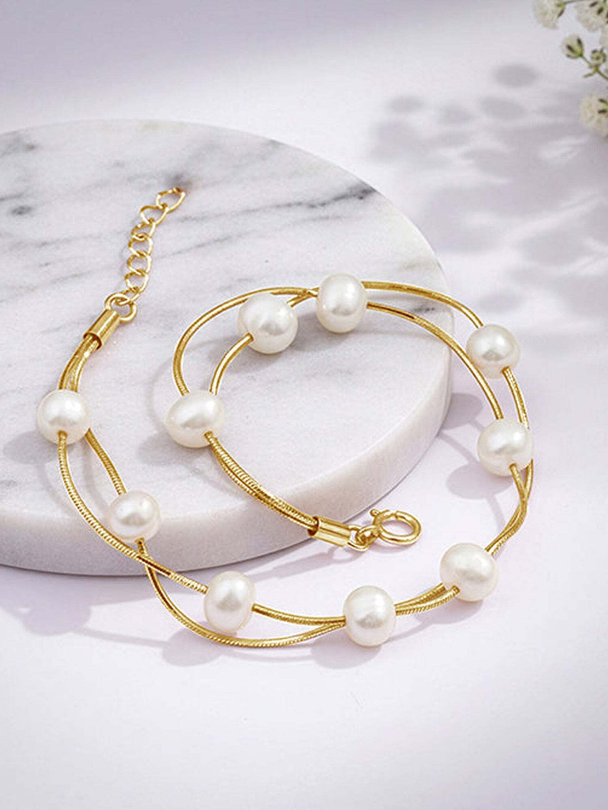 Golden Giselle Pearl Bracelet