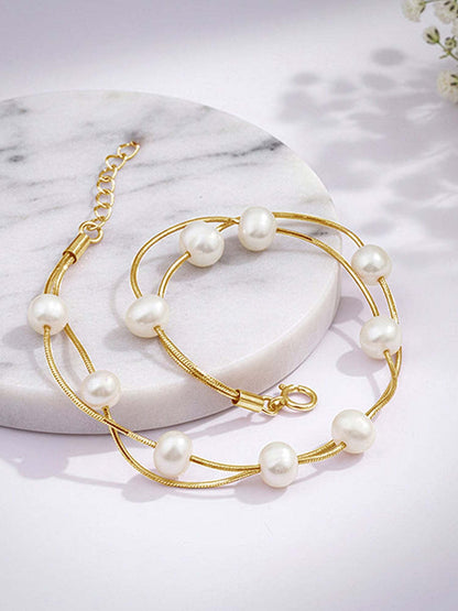 Golden Giselle Pearl Bracelet