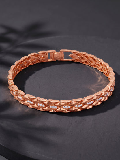 Rose Gold Imperial Grid Bracelet For Him