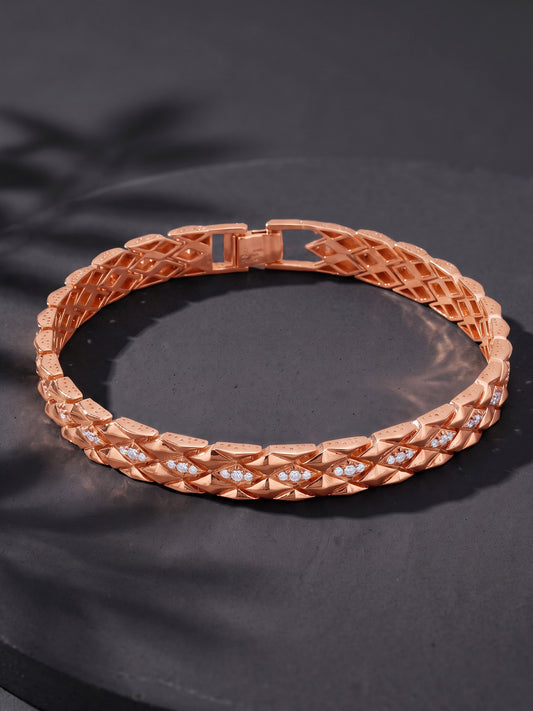 Rose Gold Imperial Grid Bracelet For Him