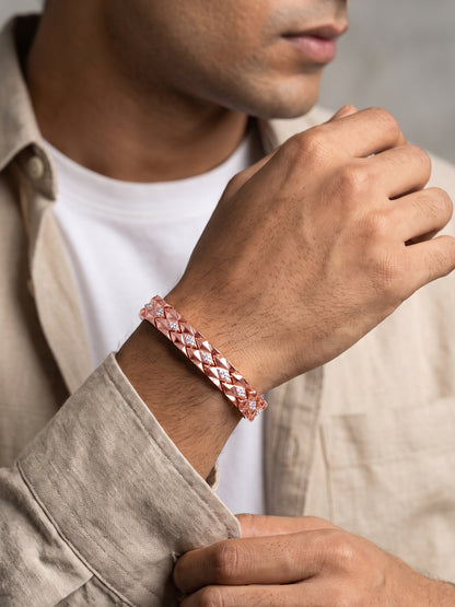 Rose Gold Imperial Grid Bracelet For Him