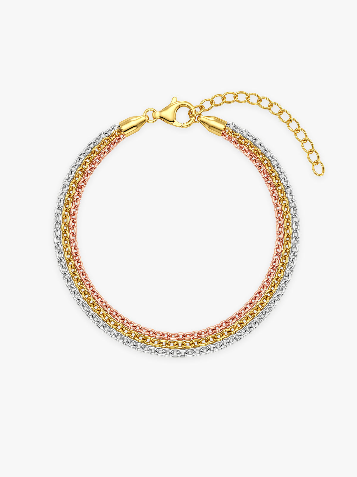 Triple Tone Tressia Silver Bracelet