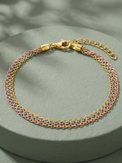 Triple Tone Tressia Silver Bracelet