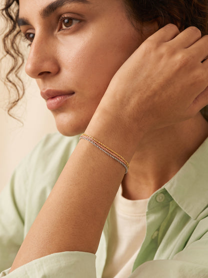 Triple Tone Tressia Silver Bracelet