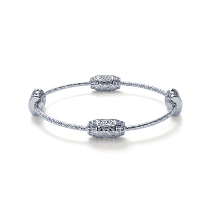 Silver Textured Bead Bangle