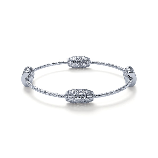 Silver Textured Bead Bangle