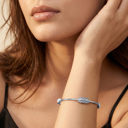 Silver Textured Bead Bangle