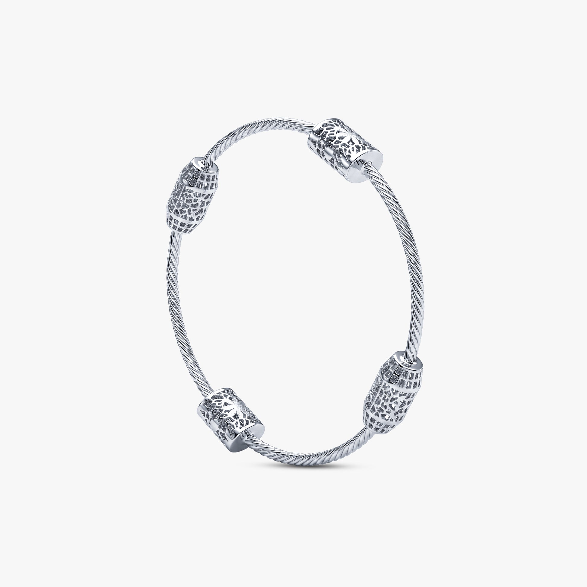 Silver Textured Bead Bangle