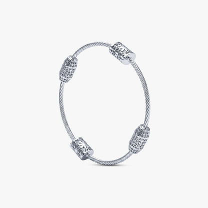 Silver Textured Bead Bangle