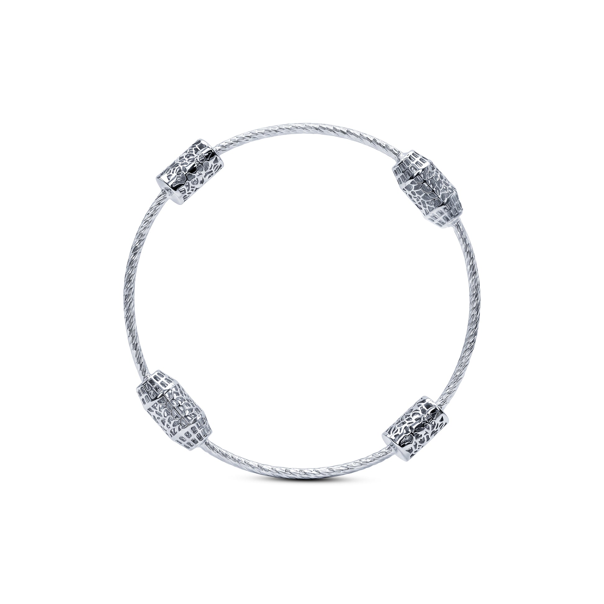 Silver Textured Bead Bangle