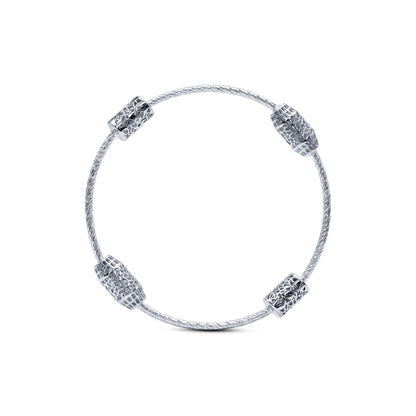 Silver Textured Bead Bangle