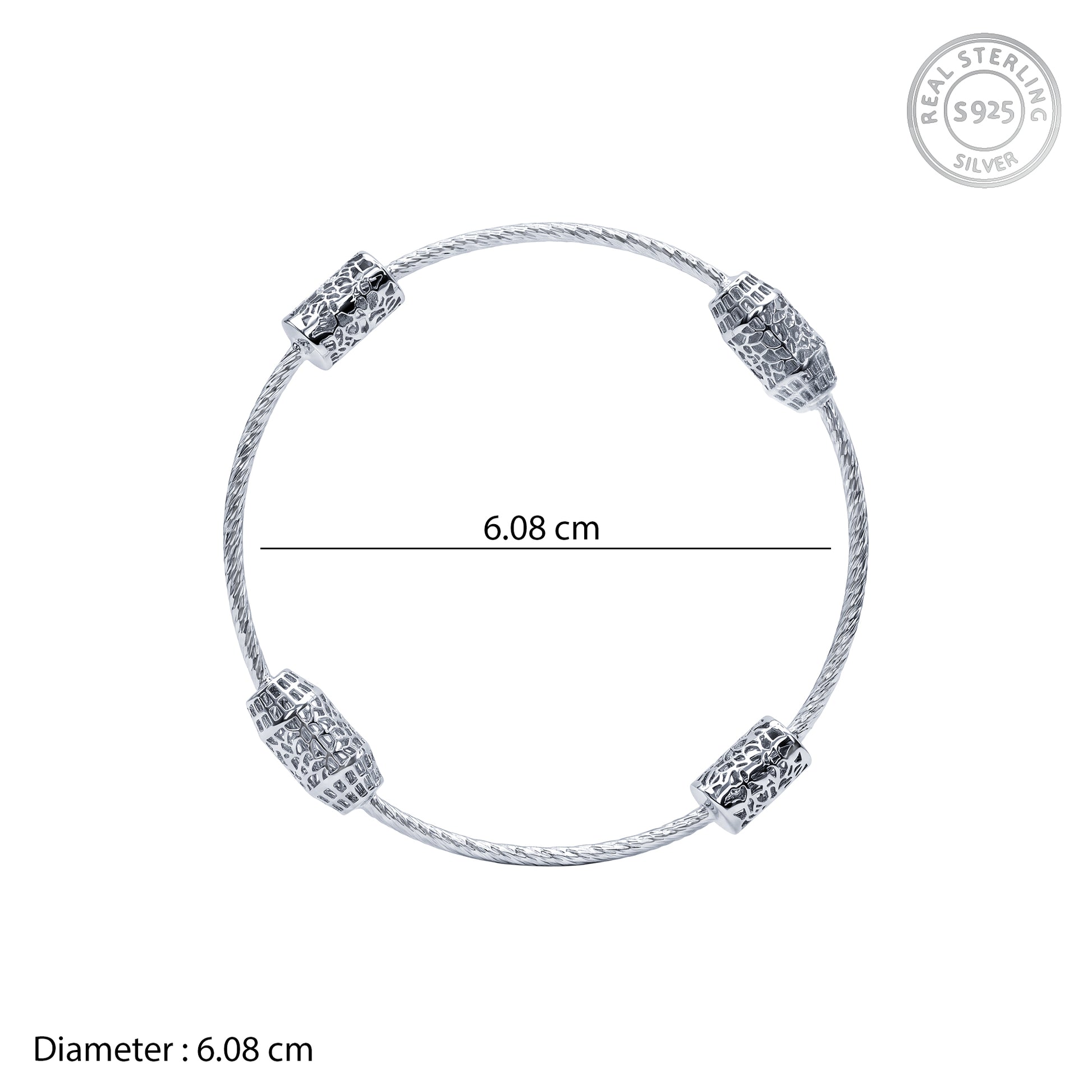 Silver Textured Bead Bangle