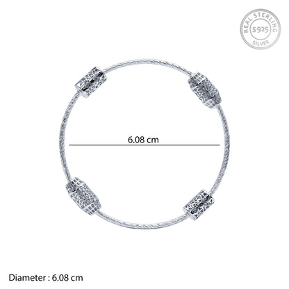 Silver Textured Bead Bangle