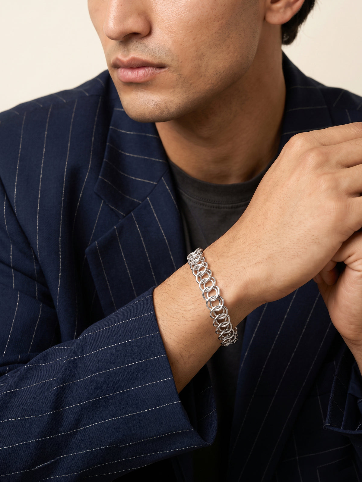 Silver Apex Lock Bracelet For Him