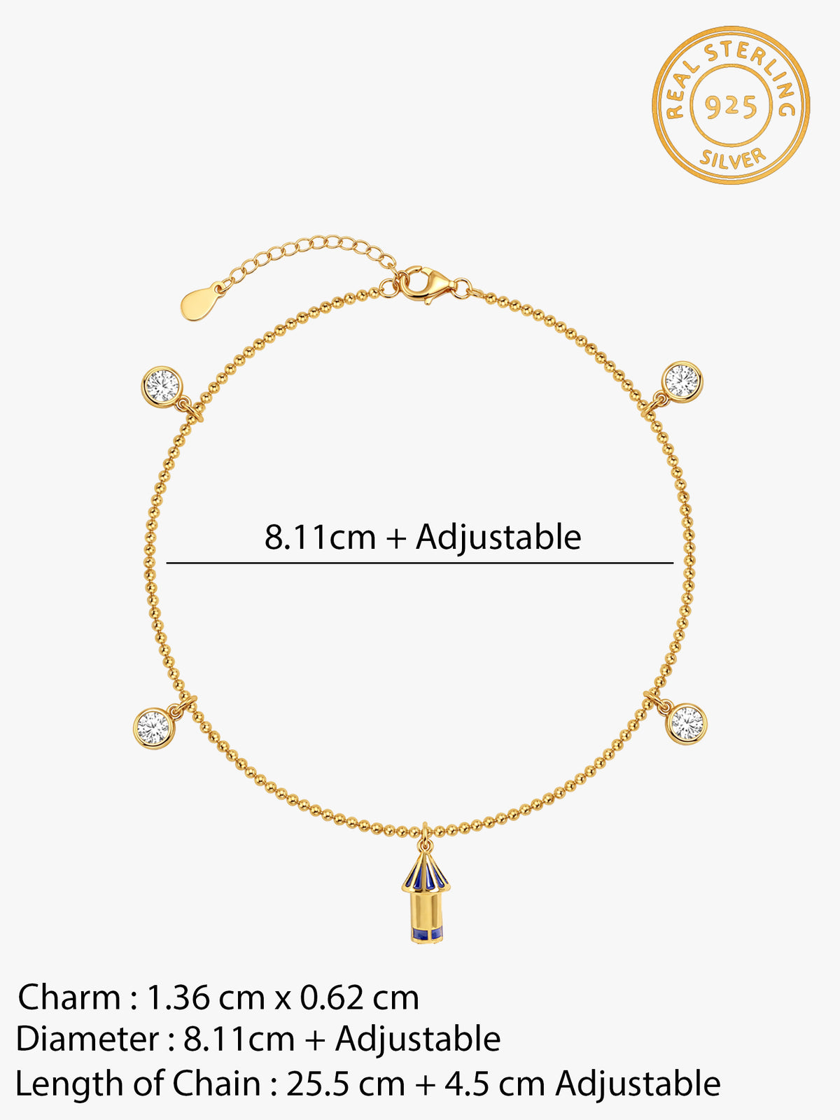 Golden Rocket Charm Bracelet