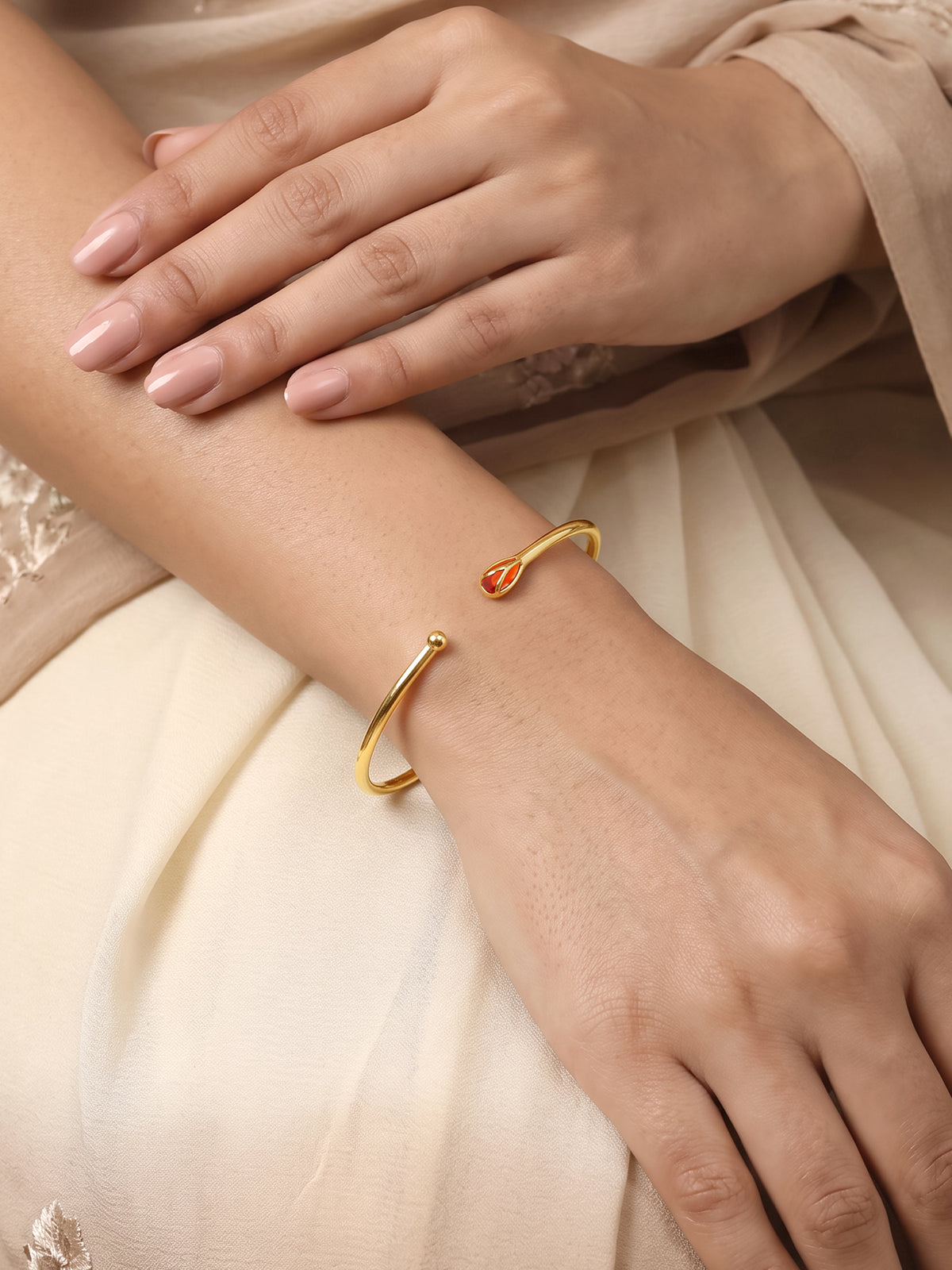 Golden Matchstick Cuff Bracelet (Size 2.6)