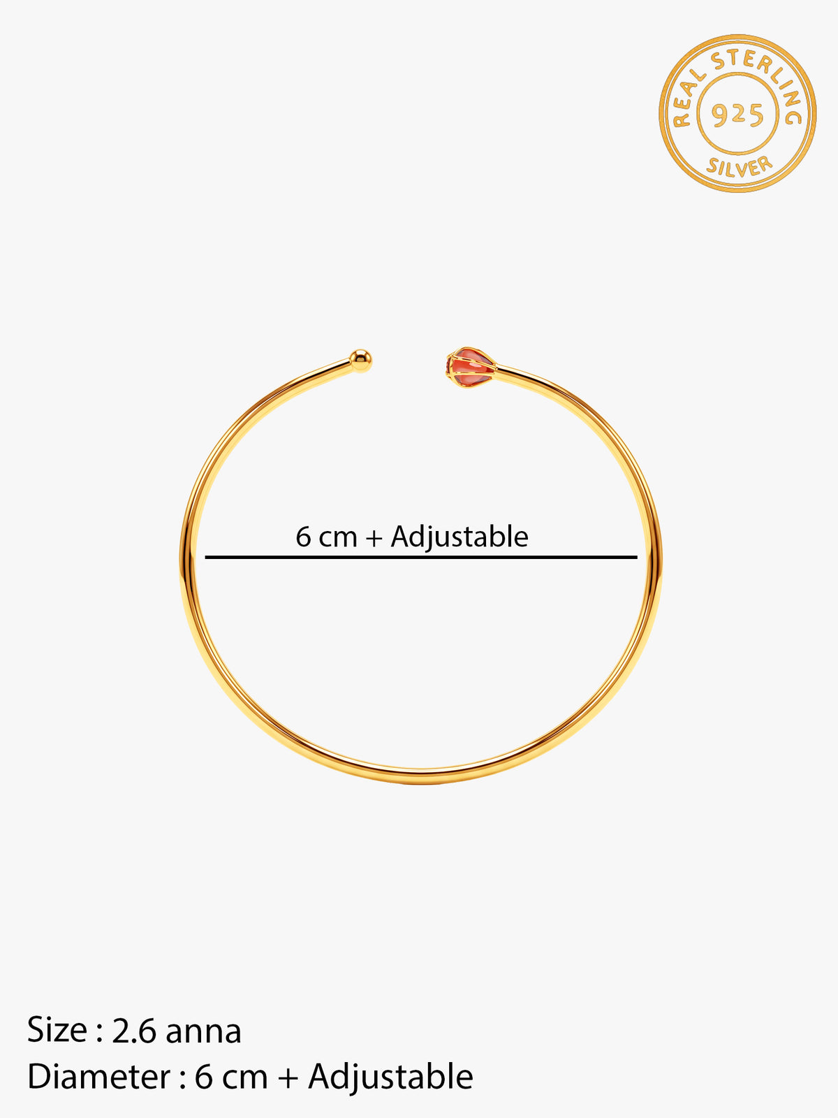 Golden Matchstick Cuff Bracelet (Size 2.6)