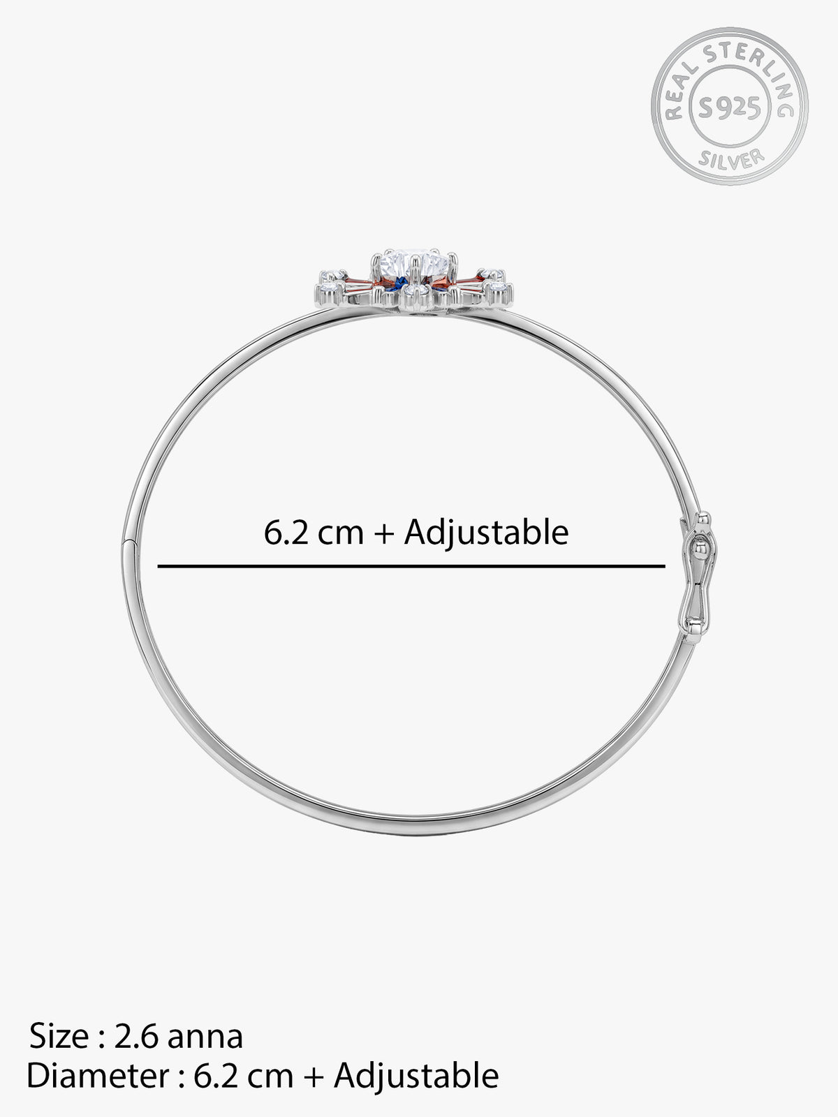 Silver Atishbazi Bangle Bracelet (Size 2.6)