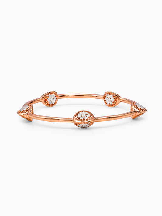 Dual Tone Bloom Accent Silver Bangle