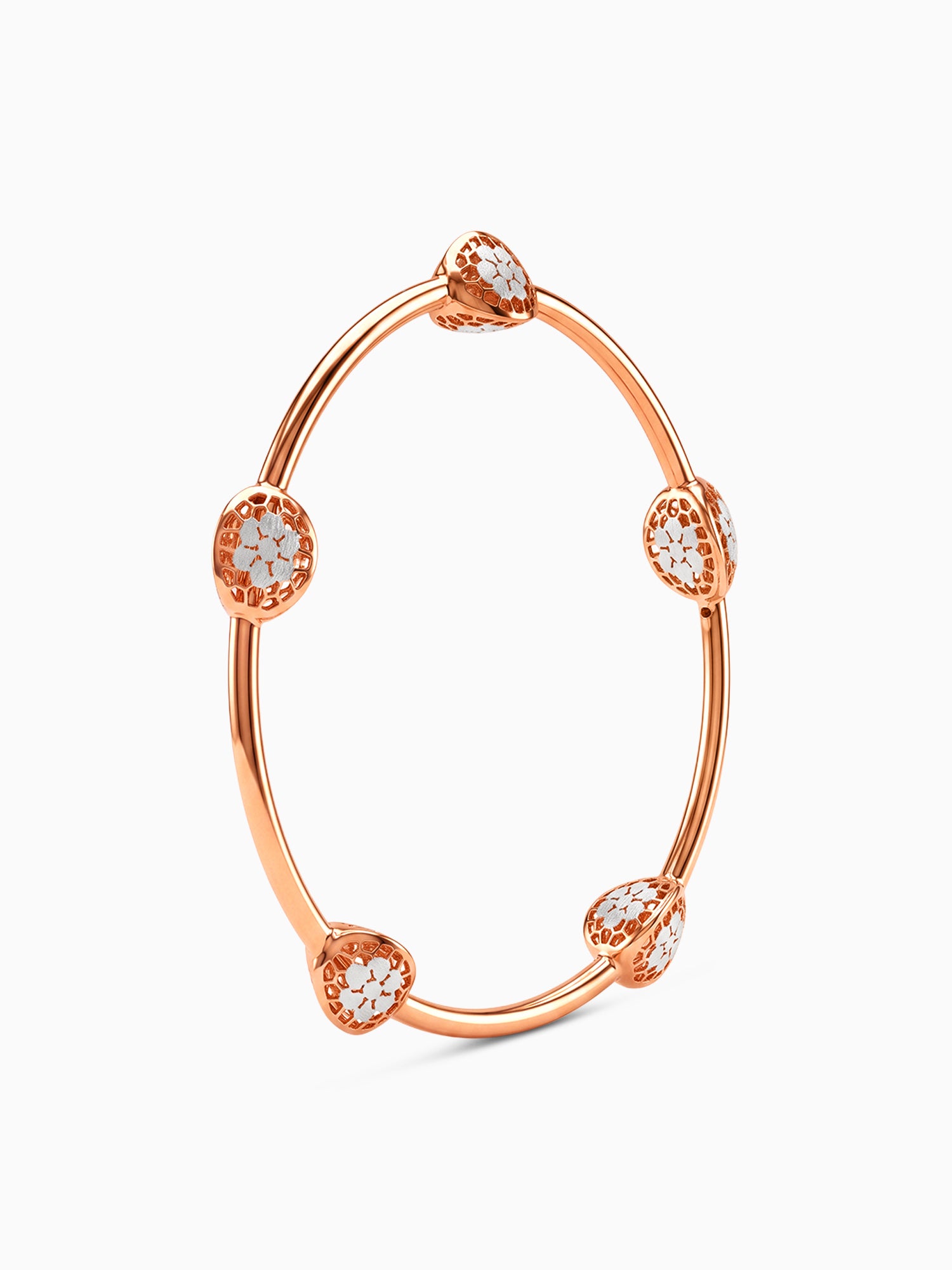 Dual Tone Bloom Accent Silver Bangle