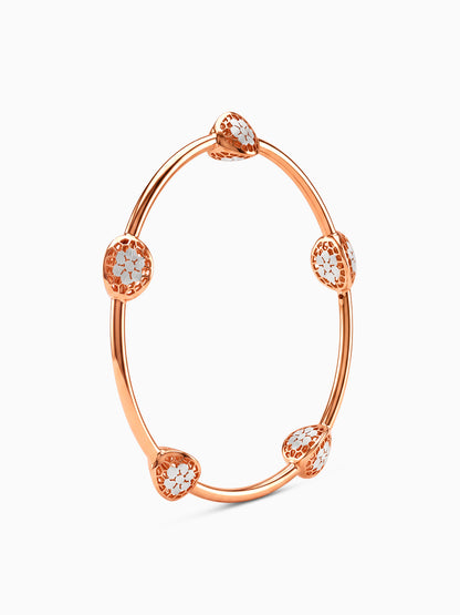 Dual Tone Bloom Accent Silver Bangle
