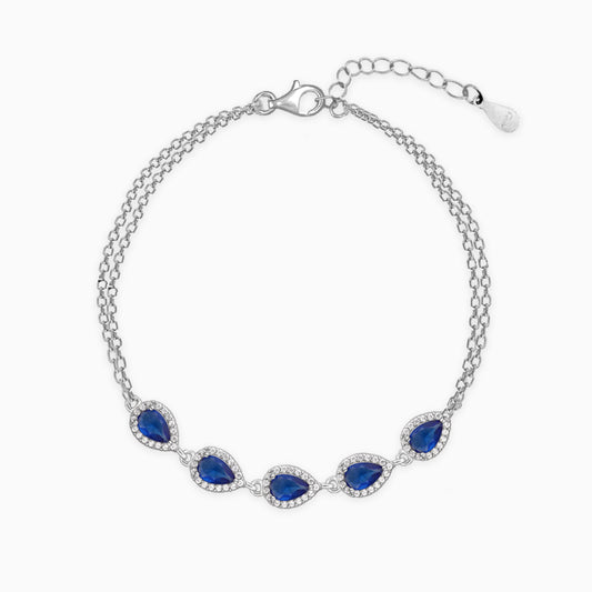Silver Royal Blue Drop Bracelet