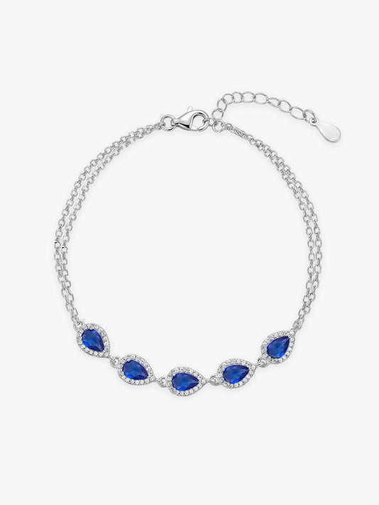 Silver Royal Blue Drop Bracelet
