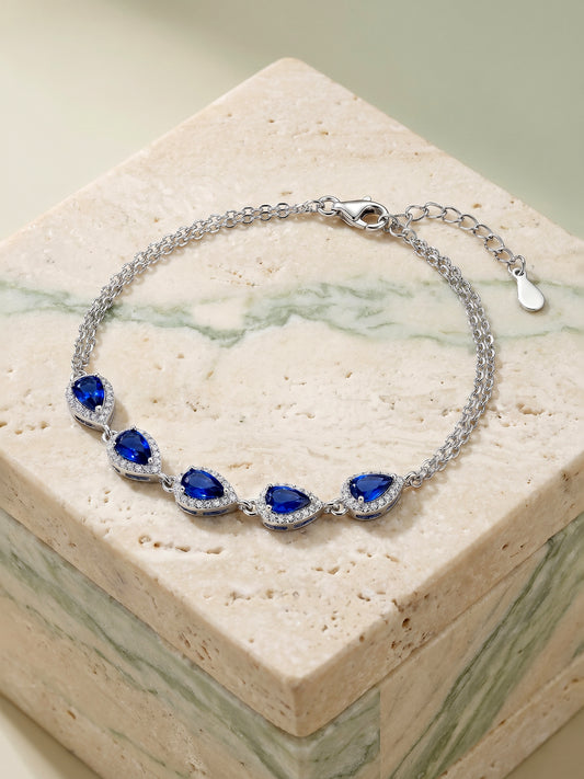 Silver Royal Blue Drop Bracelet
