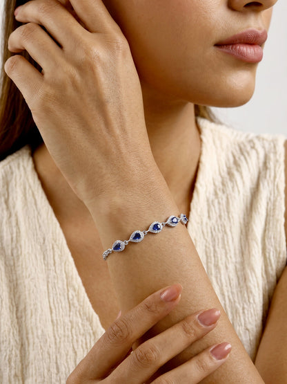 Silver Royal Blue Drop Bracelet