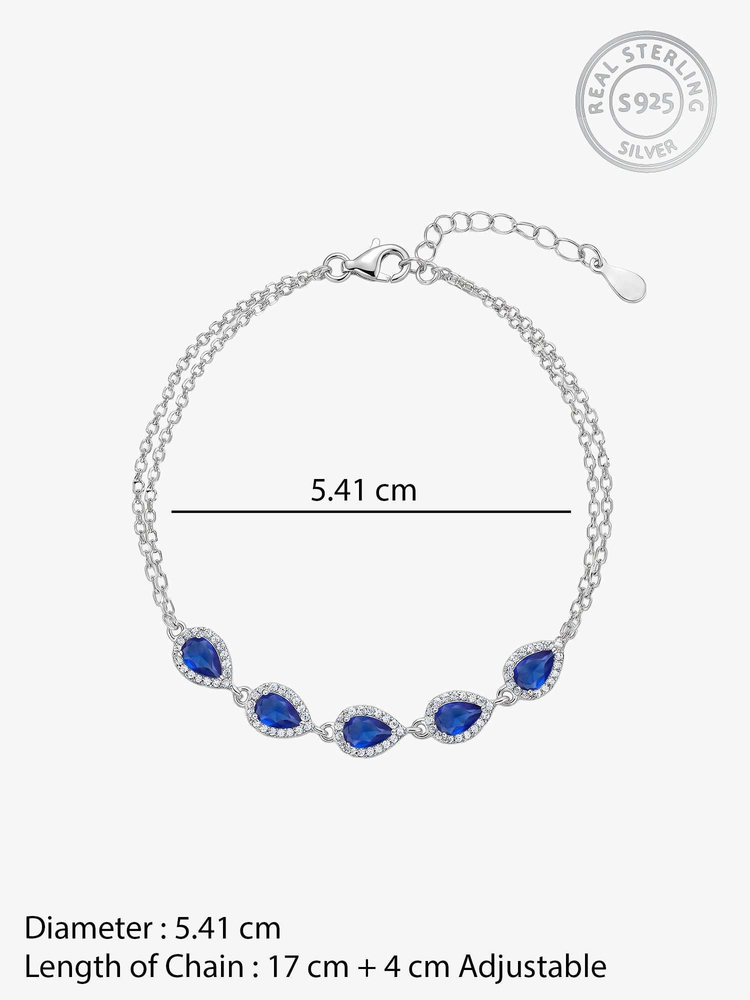 Silver Royal Blue Drop Bracelet