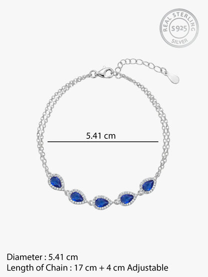 Silver Royal Blue Drop Bracelet