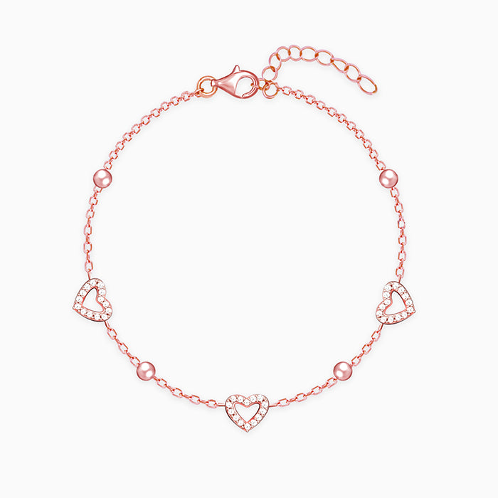 Rose Gold Halo Heart Bracelet - Image 1