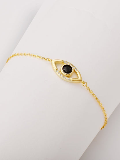 Golden Raven Black Evil Eye Bracelet