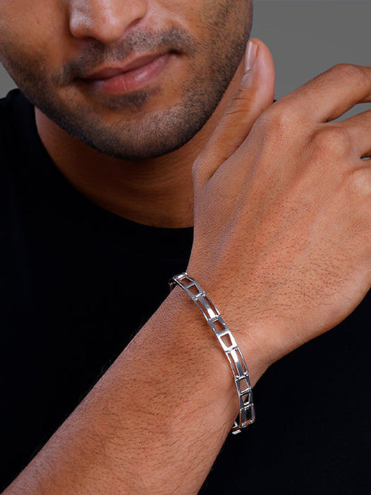 Silver Jazzy Link Bracelet For Him