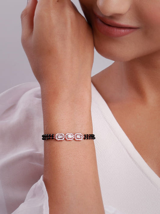 Rose Gold Zircon Radiant Mangalsutra Bracelet