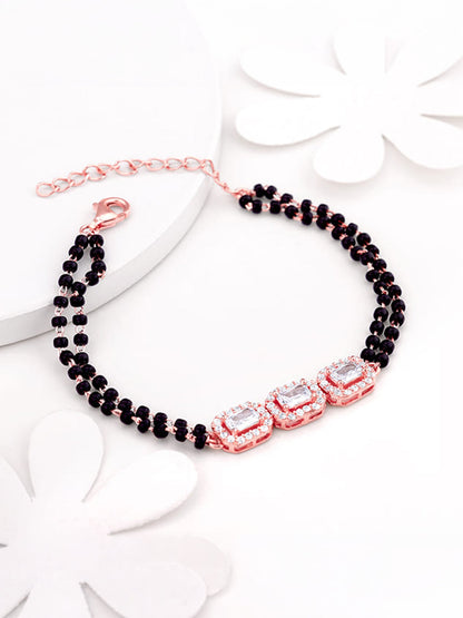 Rose Gold Zircon Radiant Mangalsutra Bracelet