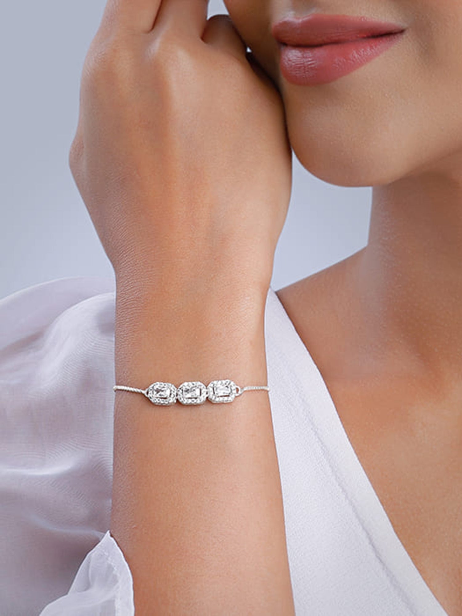 Silver Triple Zircon Bracelet