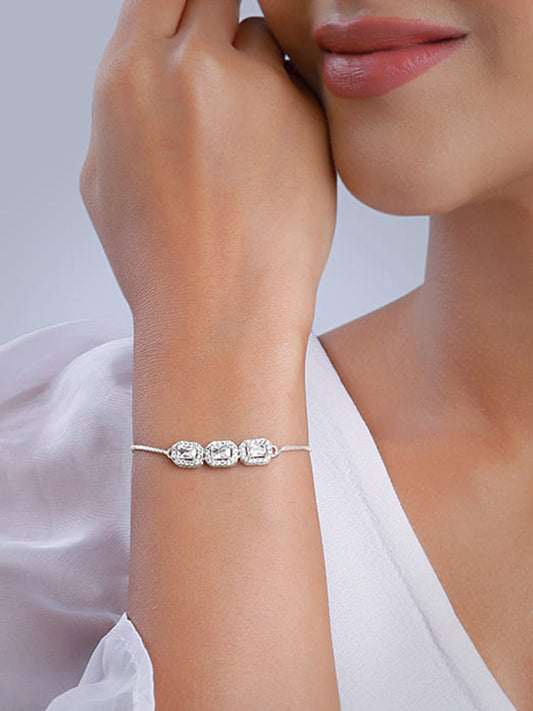 Silver Triple Zircon Bracelet