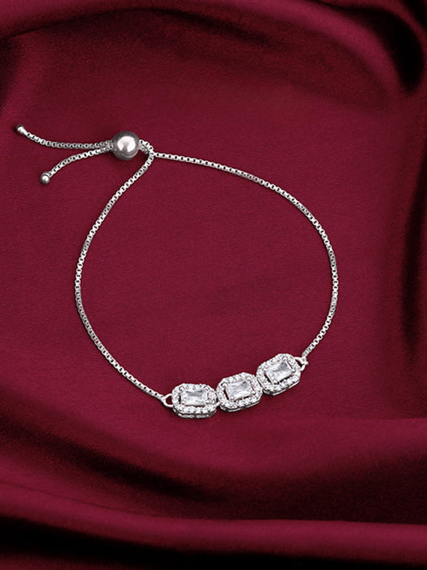 Silver Triple Zircon Bracelet