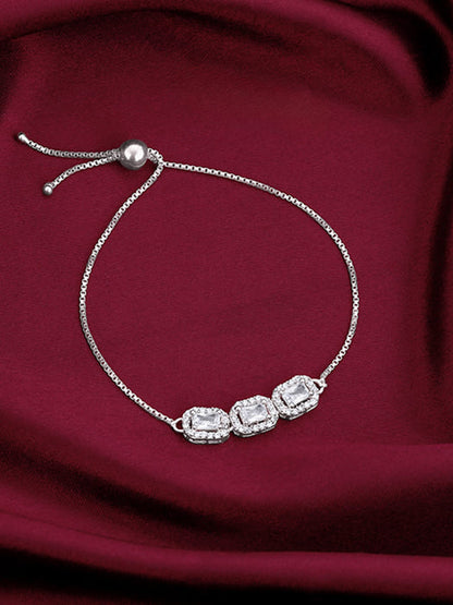 Silver Triple Zircon Bracelet