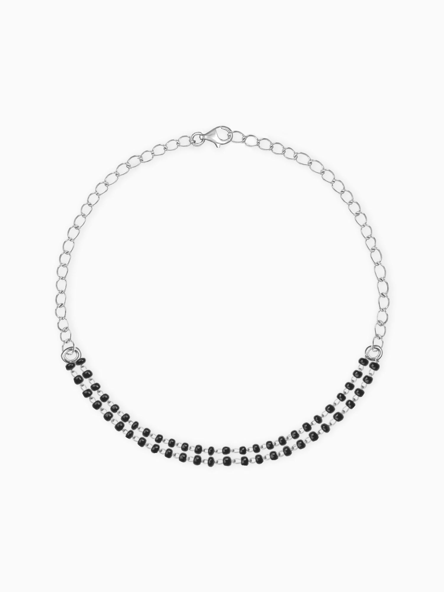 Silver Black Beads Bracelet