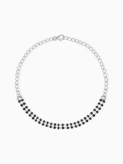 Silver Black Beads Bracelet