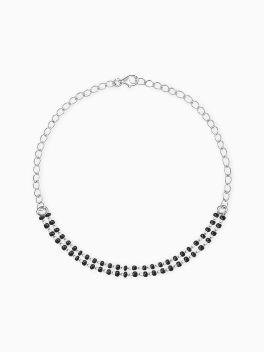 Silver Black Beads Bracelet