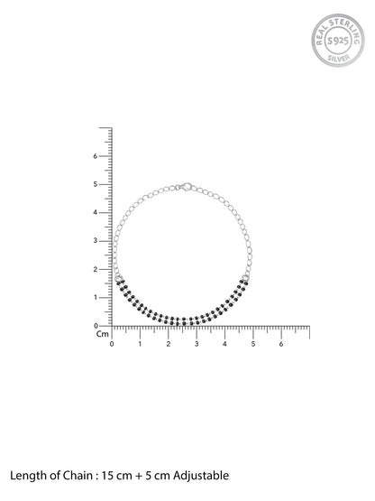 Silver Black Beads Bracelet