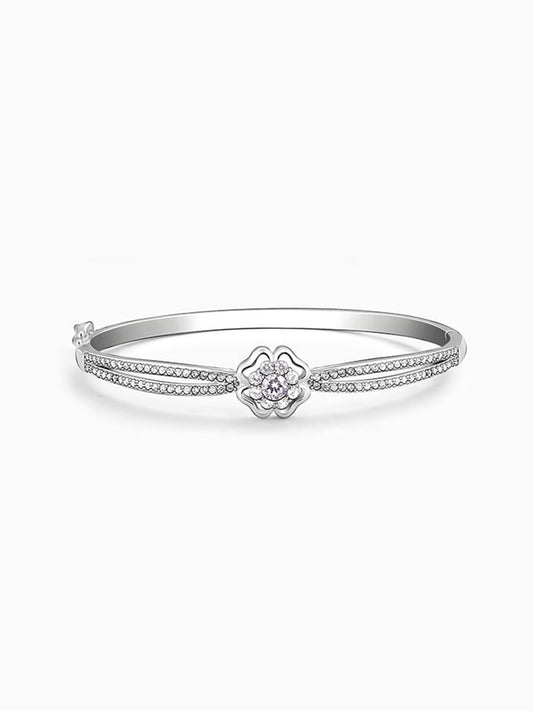 Silver Zircon Flower Bracelet