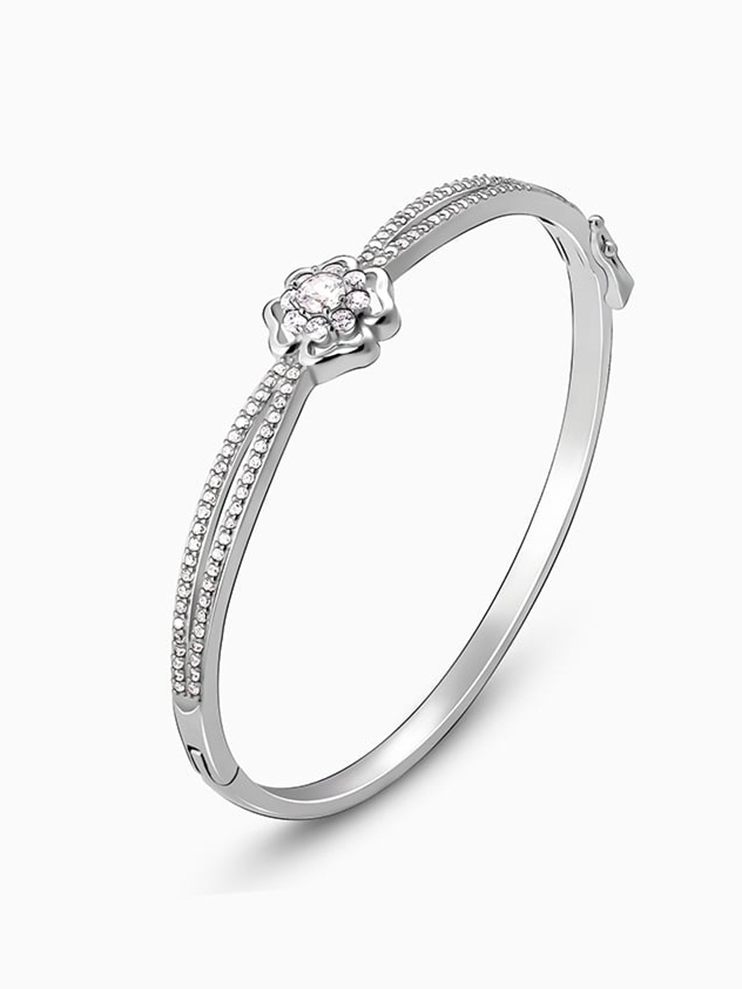 Silver Zircon Flower Bracelet