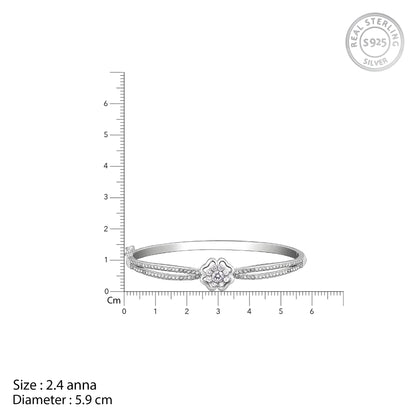 Silver Zircon Flower Bracelet